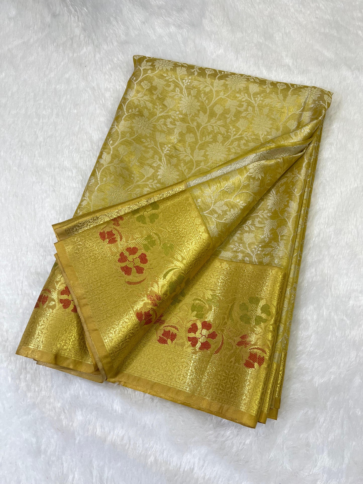 Gold Banarasi tissue silk sarees