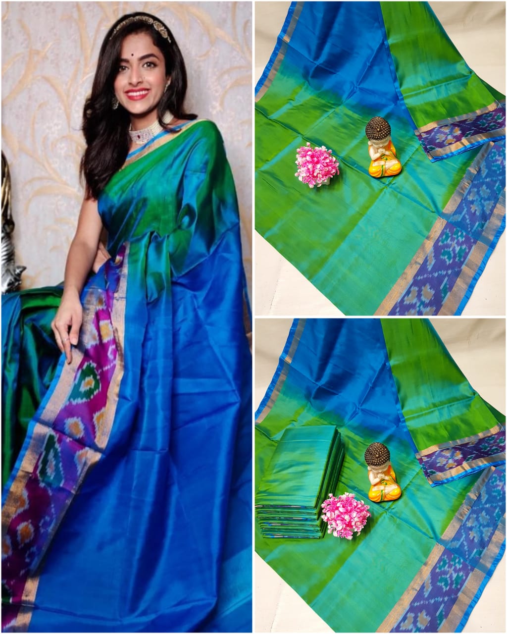 Uppada sarees with small pochampally border
