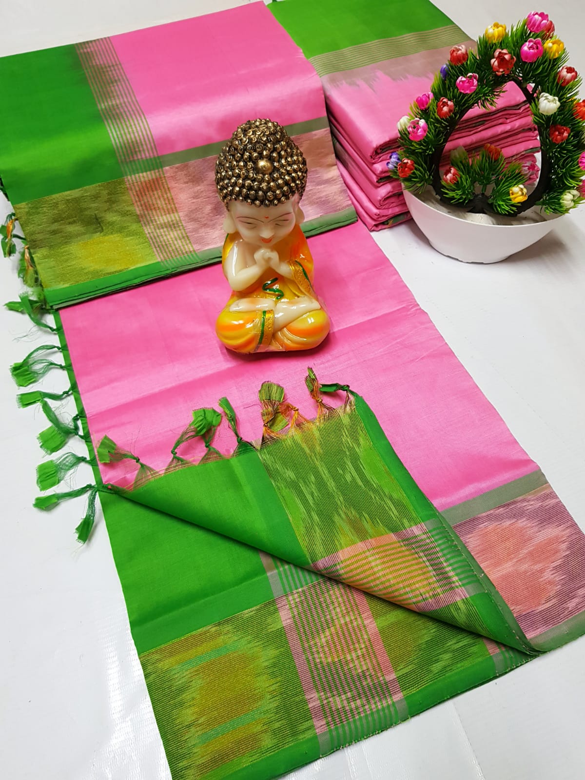 Uppada Tripura silk sarees with small pochampally border