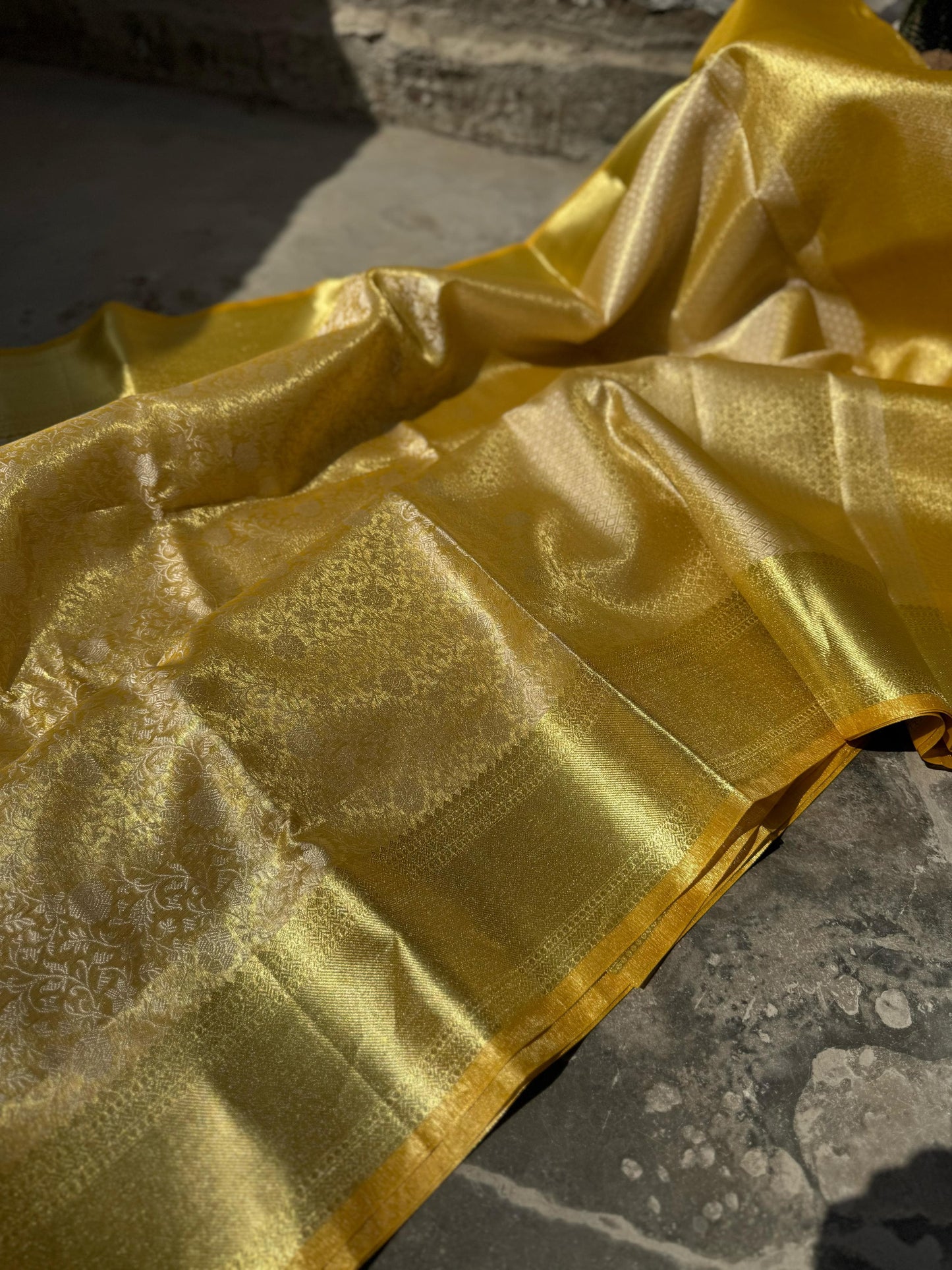 Gold Banarasi tissue silk sarees