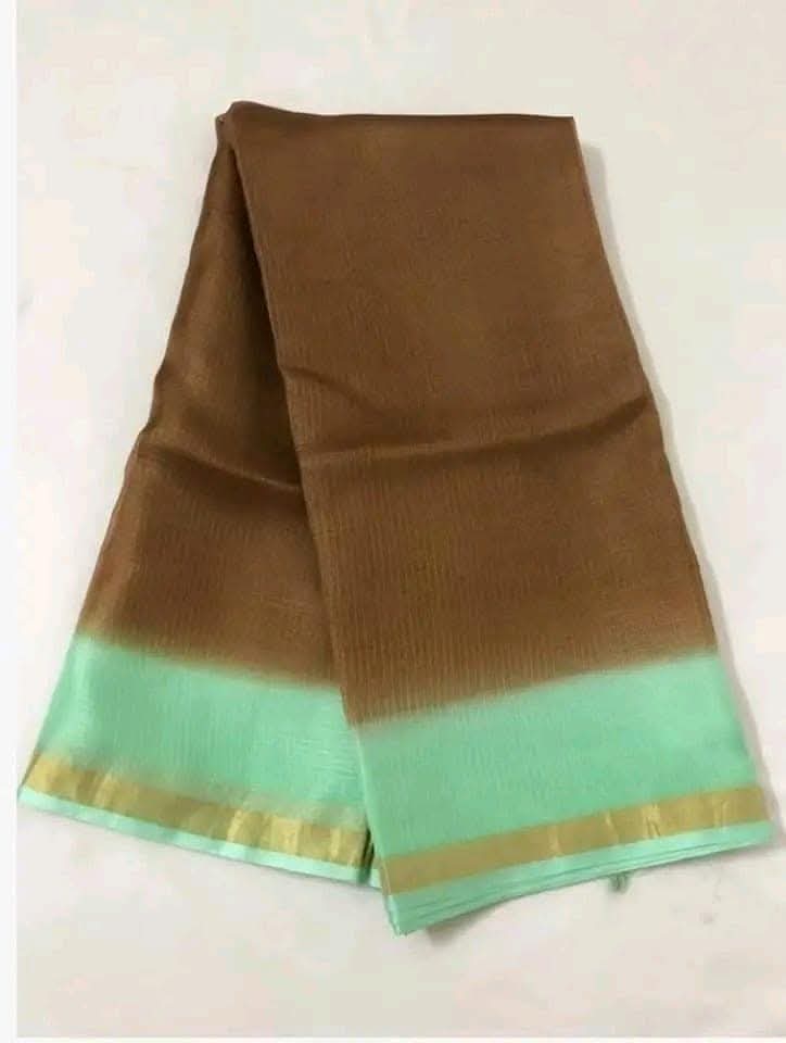 Brown kota doria cotton silk sarees