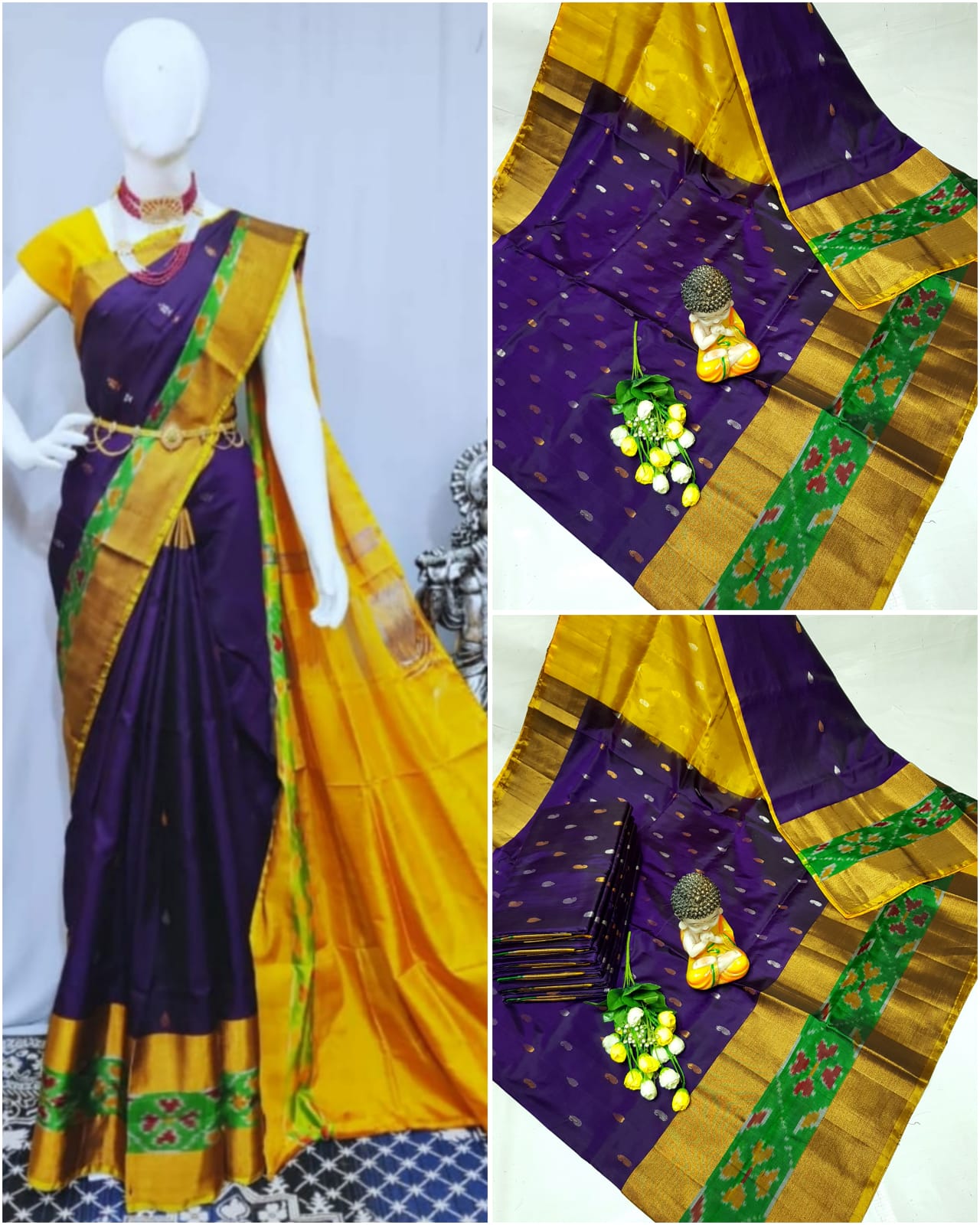 Uppada silks sarees with pochampally border