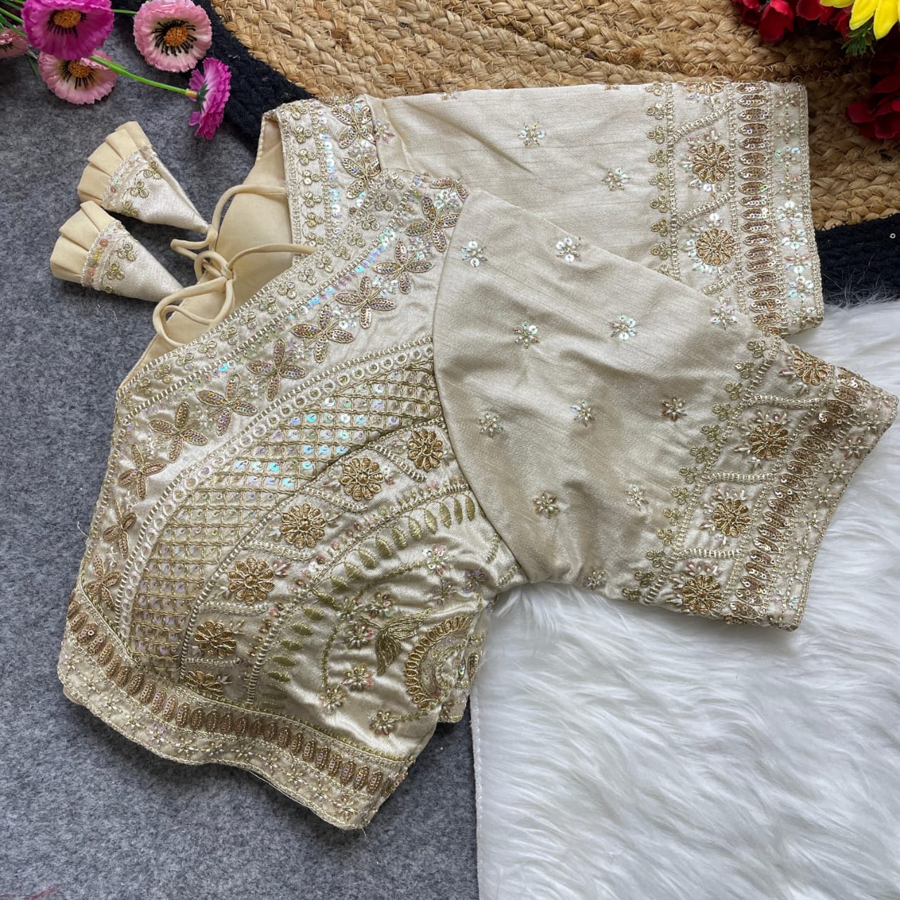Apple cut embroidered readymade blouse