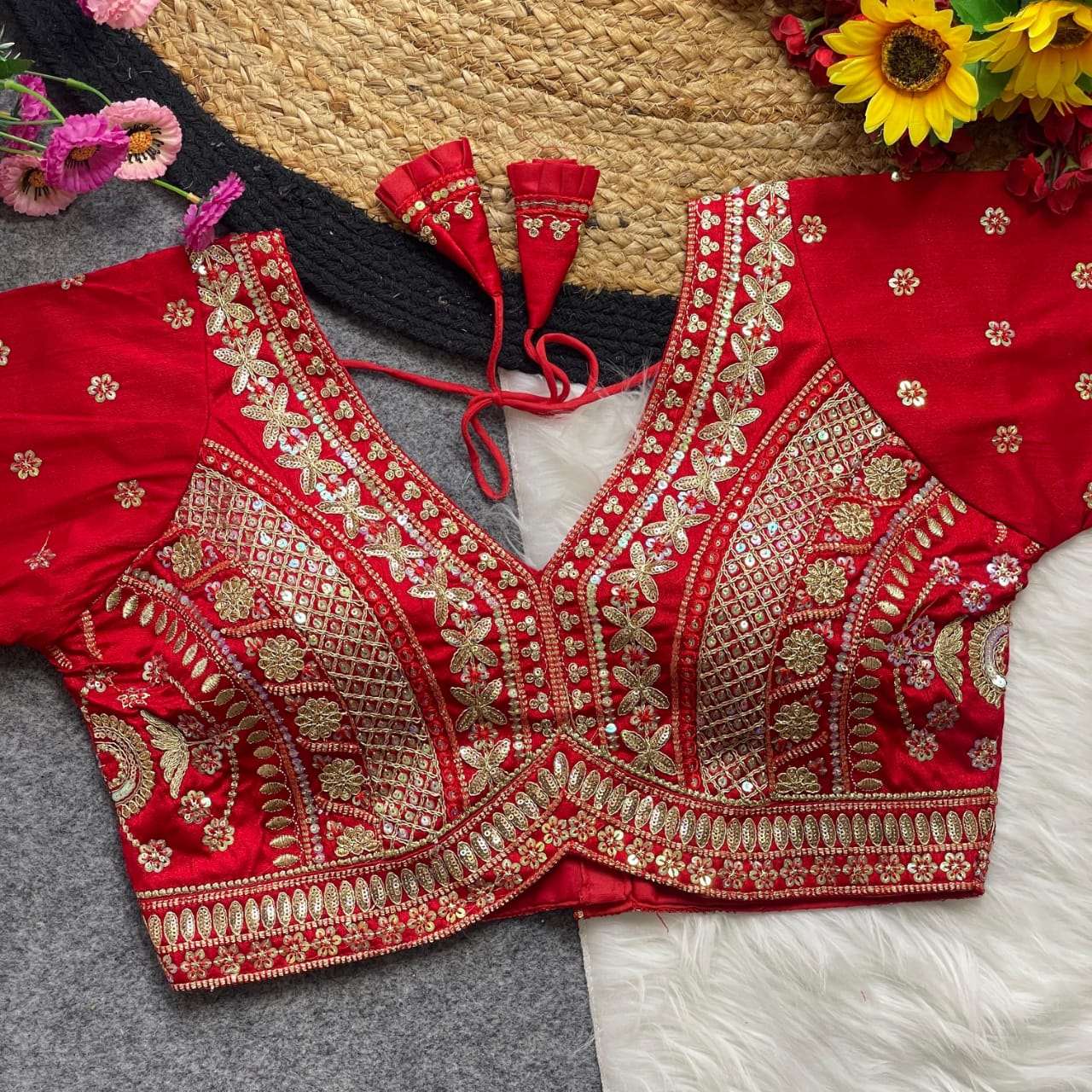 Apple cut embroidered readymade blouse