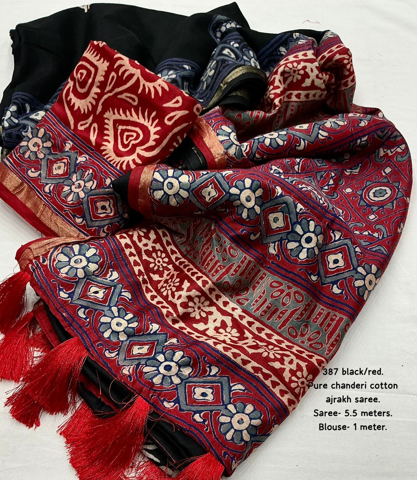 Black chanderi cotton sarees