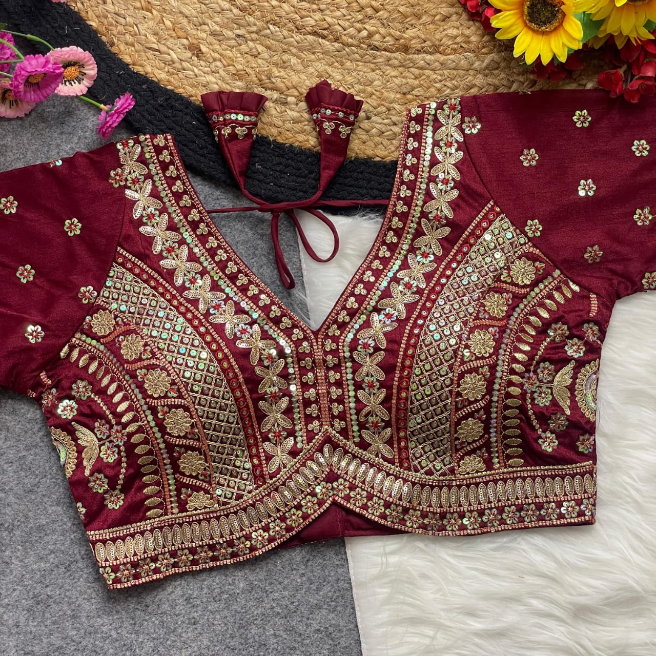Apple cut embroidered readymade blouse