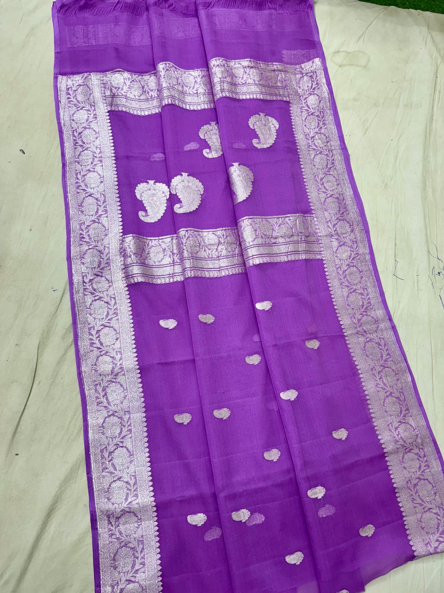 Purple pure banarasi georgette chiffon sarees