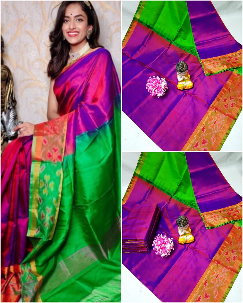 Uppada sarees with small pochampally border