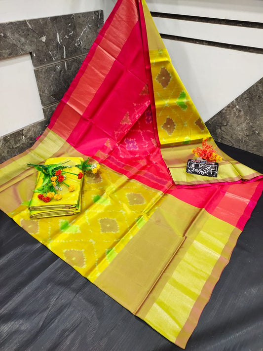 lemon yellow Uppada soft silk sarees