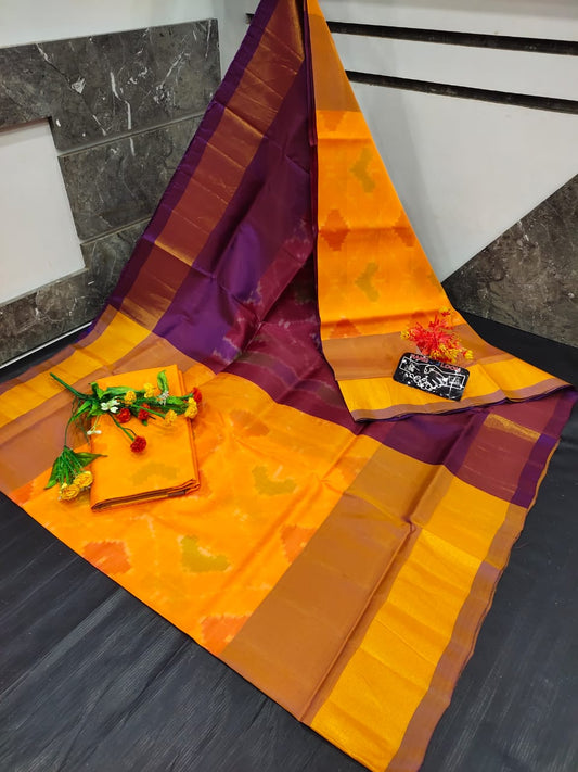 dark Orange Uppada soft silk sarees