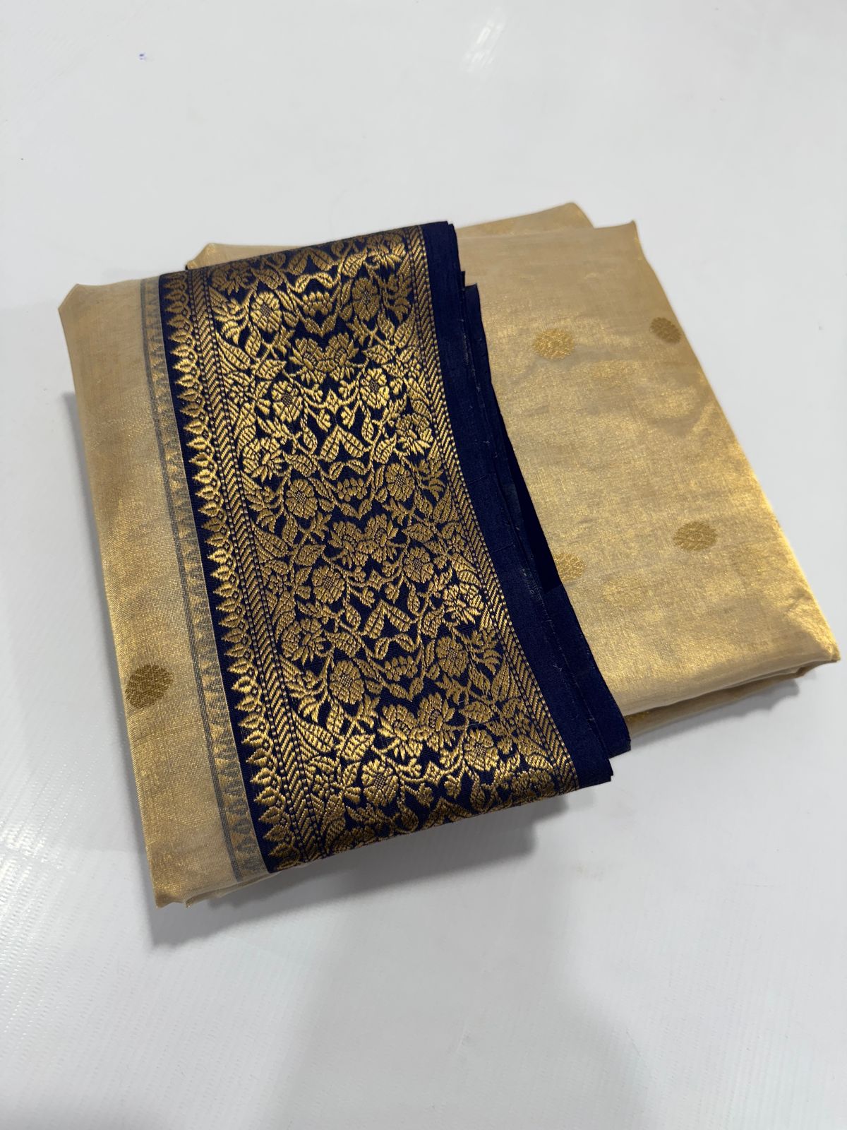Light gold chanderi tissue silk sarees