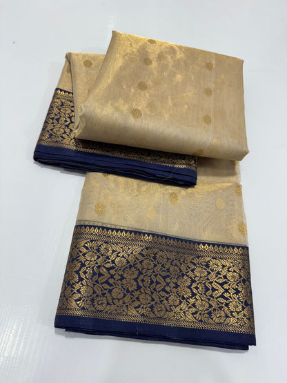Light gold chanderi tissue silk sarees