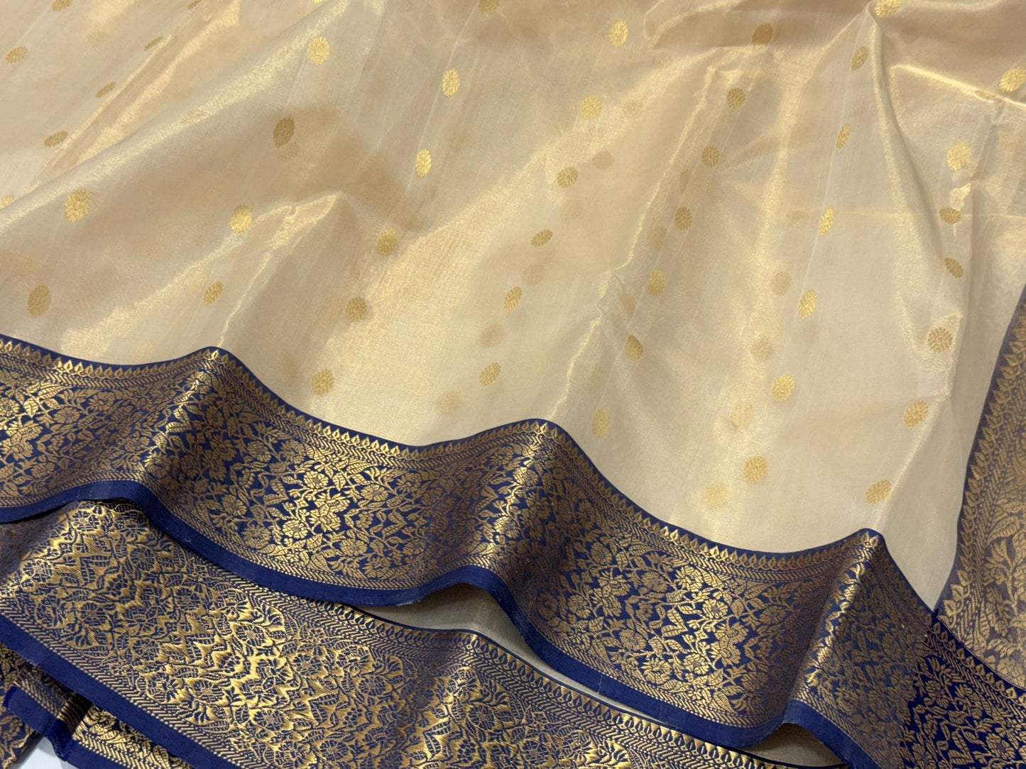 Light gold chanderi tissue silk sarees