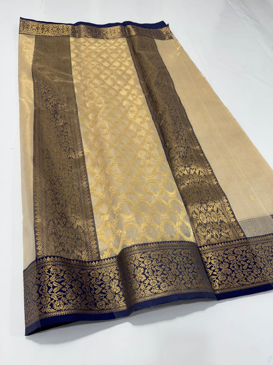 Light gold chanderi tissue silk sarees