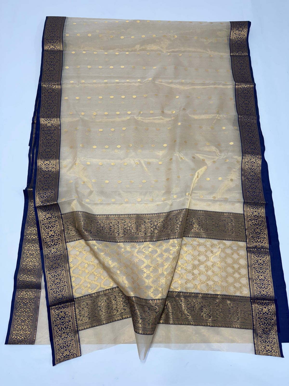 Light gold chanderi tissue silk sarees