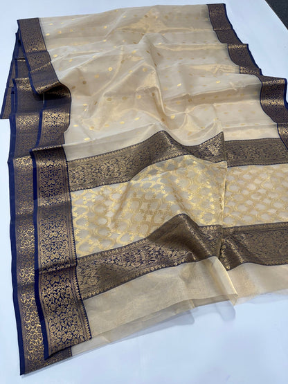 Light gold chanderi tissue silk sarees
