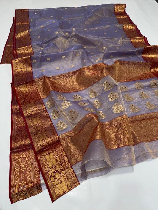 Lilac Chanderi Tissue silk sarees