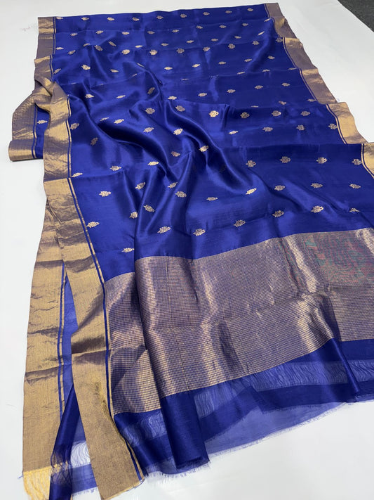 Blue chanderi pattu sarees