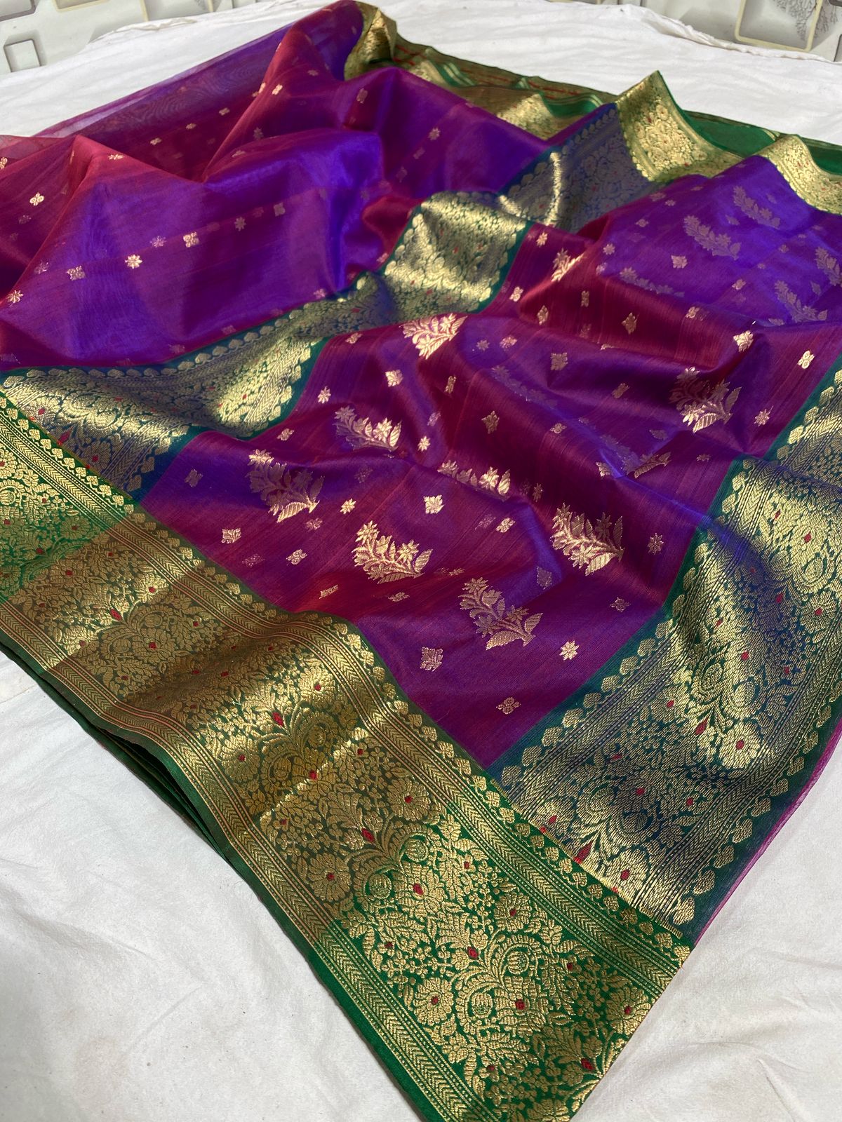 Dark purple chanderi katan silk sarees