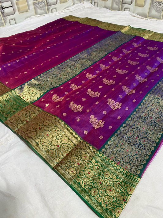Dark purple chanderi katan silk sarees