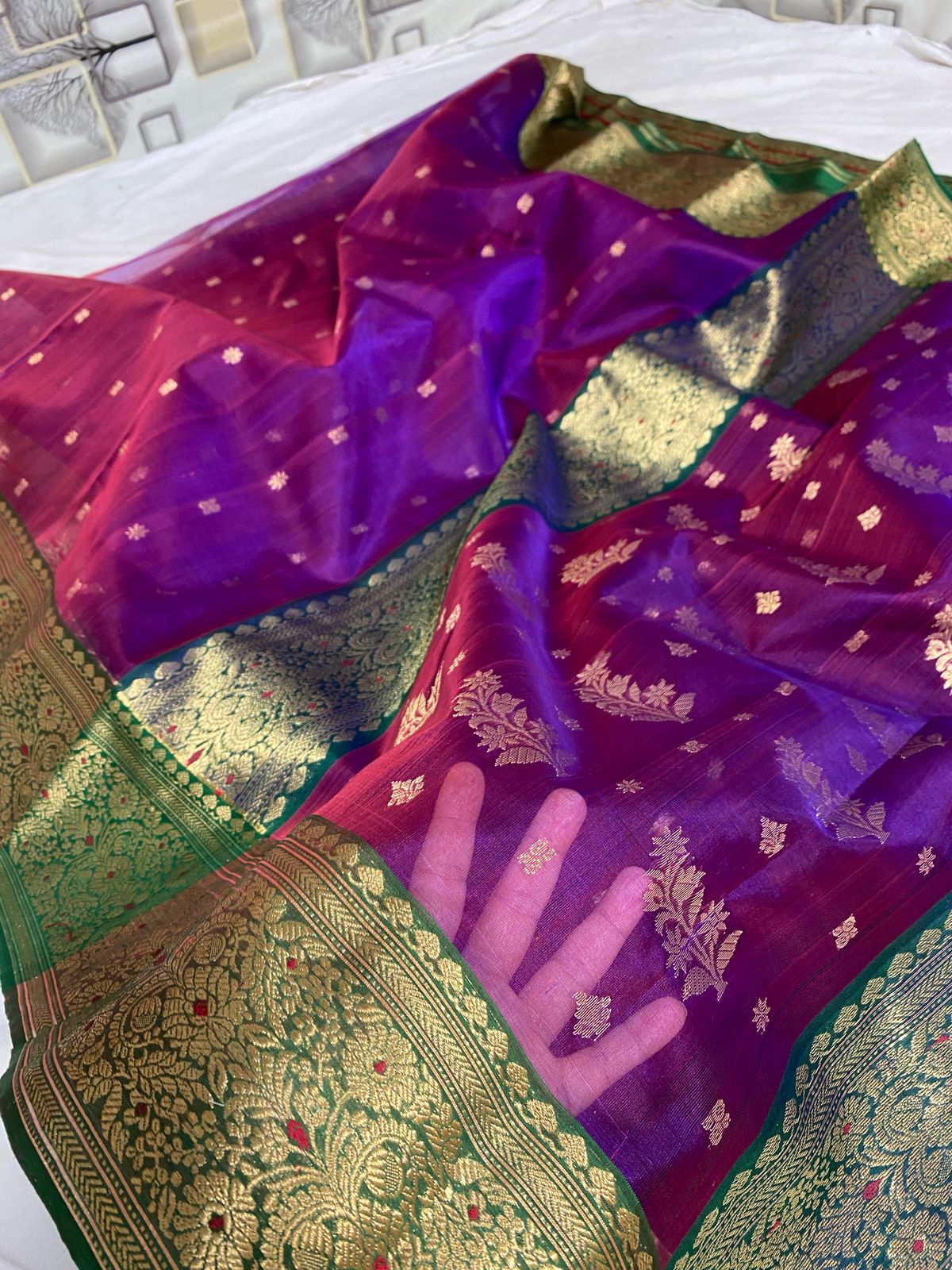 Dark purple chanderi katan silk sarees