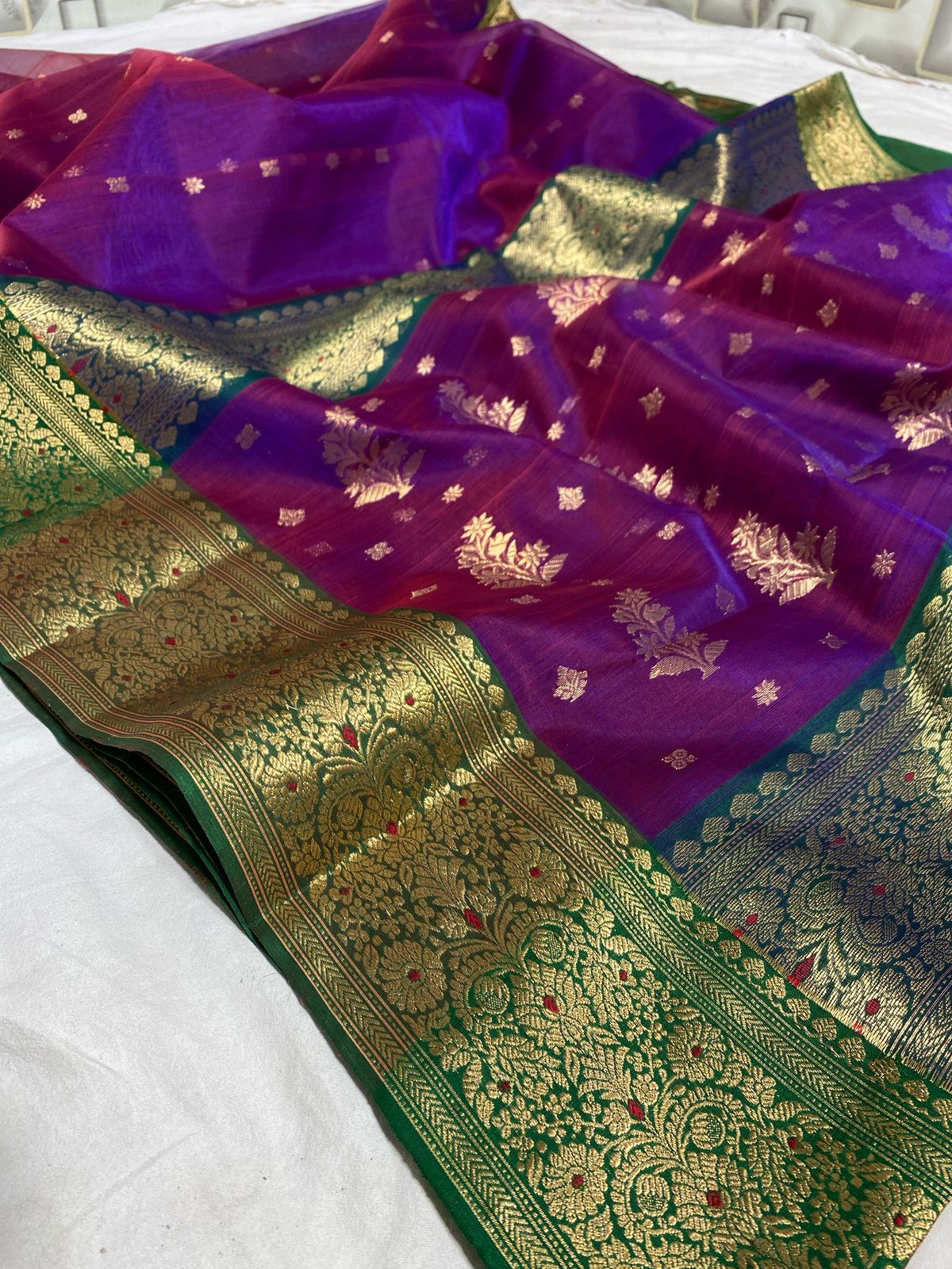 Dark purple chanderi katan silk sarees