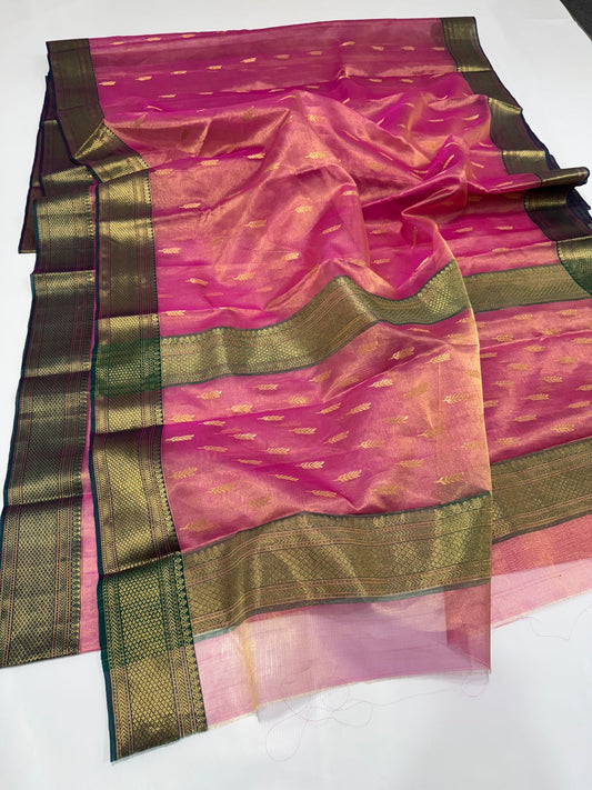 Pink chanderi tissue silk sarees