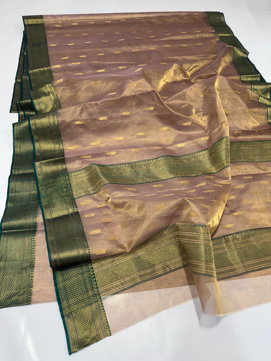 Copper chanderi tissue silk sarees