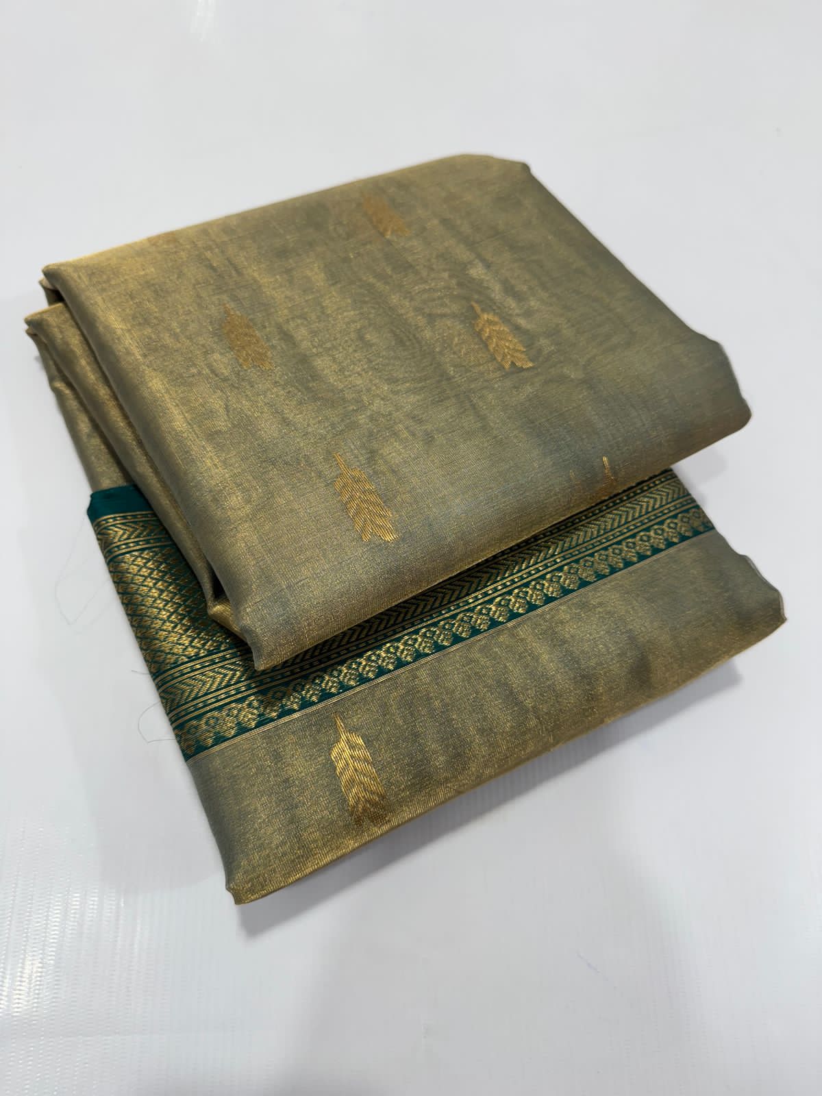 Dark green chanderi tissue silk sarees
