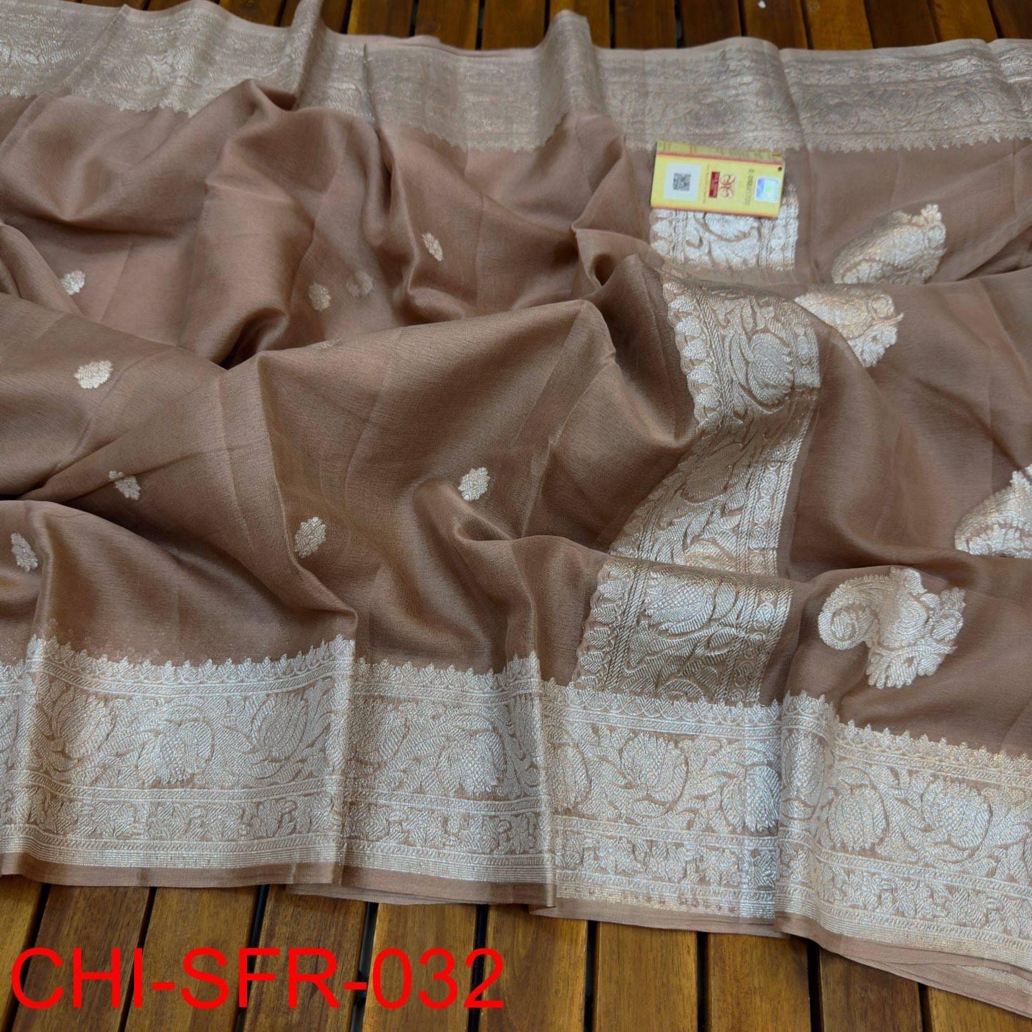 Brown pure banarasi georgette chiffon sarees
