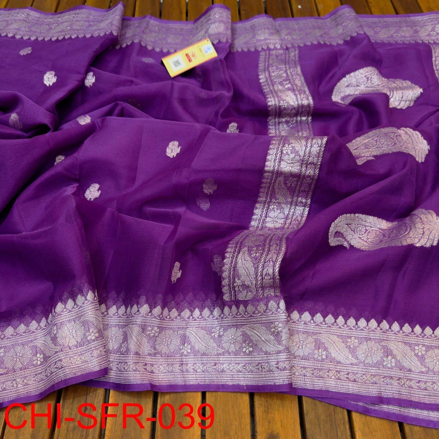 Purple pure banarasi georgette chiffon sarees
