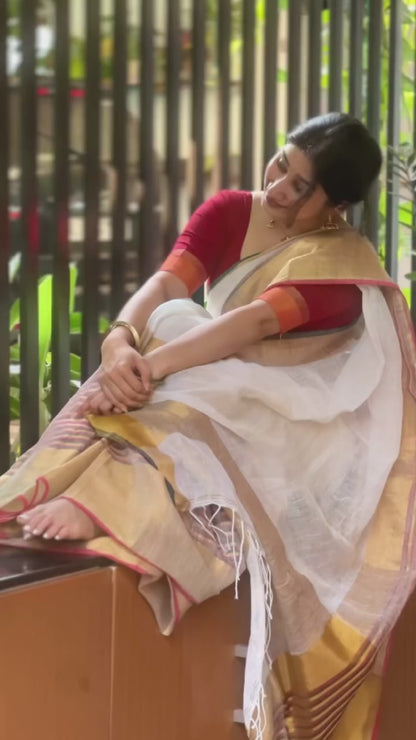 White linen sarees