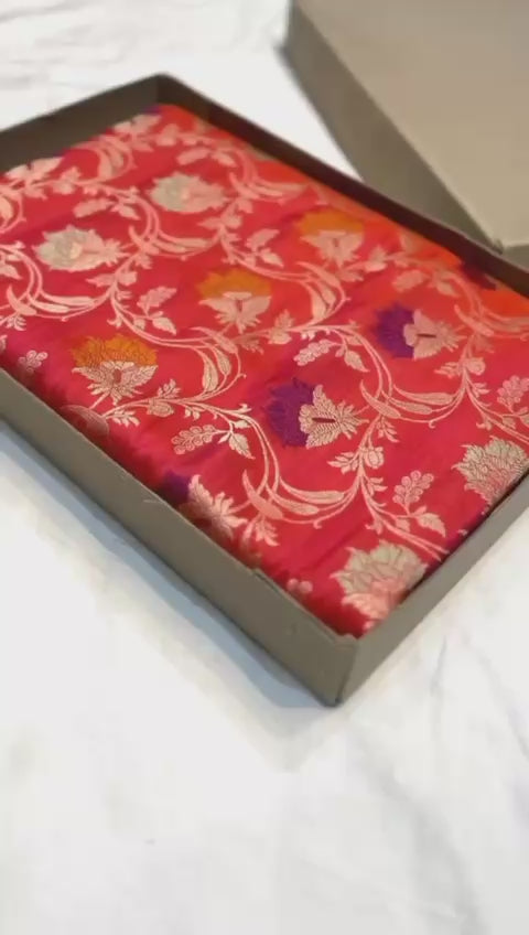Orange pure banarasi katan silk sarees