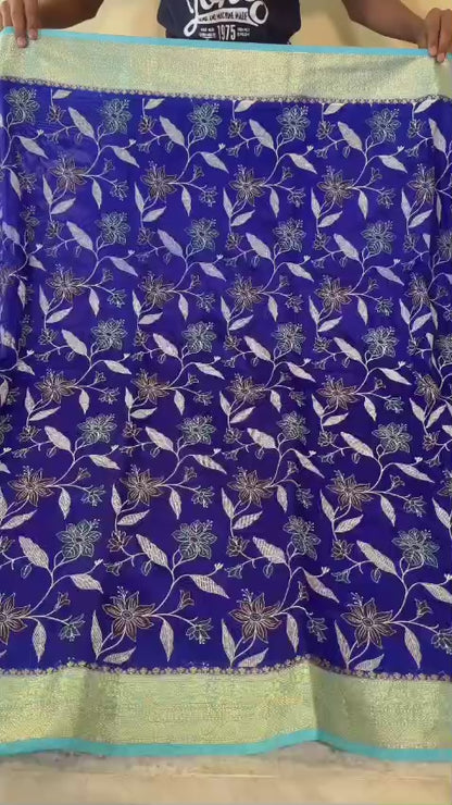 Semi banarasi chiffon silk printed sarees