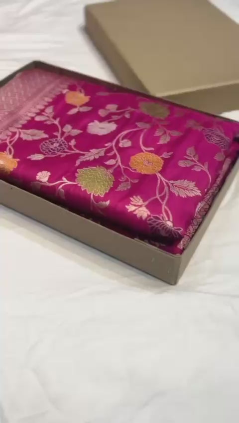 Rani pink pure banarasi katan silk sarees