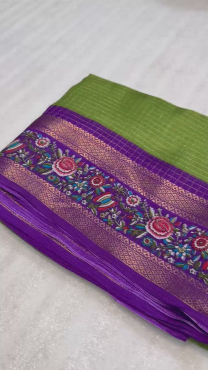 Dola silk sarees with double zari border