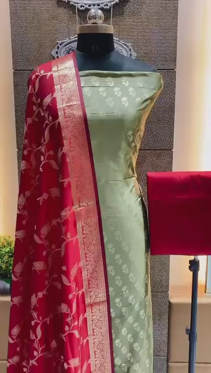 Banarasi katan silk zari weaving suit