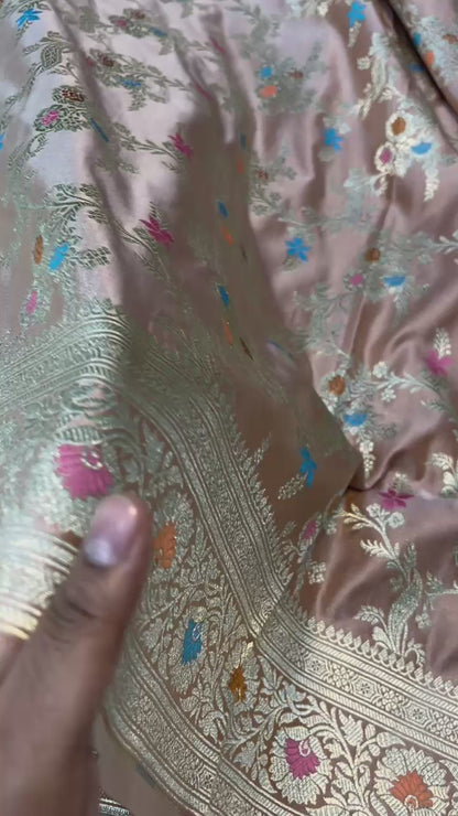 Onion pink pure banarasi mashru silk sarees