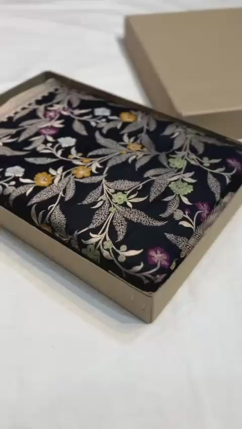 Black pure banarasi katan silk sarees