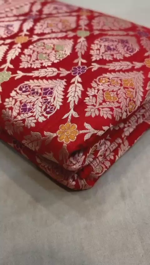 Red pure banarasi katan silk sarees