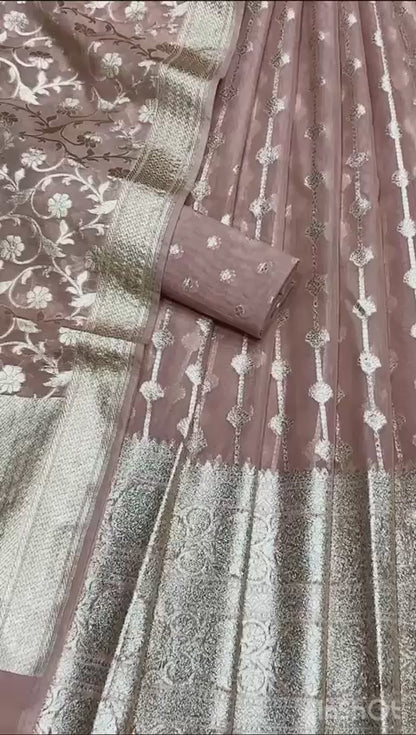 Brown banarasi cotton silk lehenga for elders