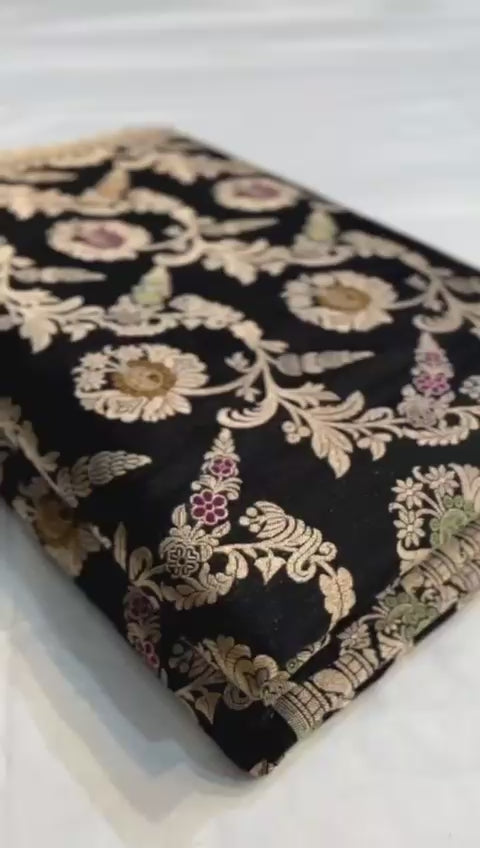 Black pure banarasi katan silk sarees
