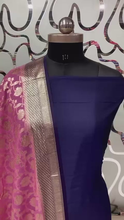 Banarasi plain silk dress materials