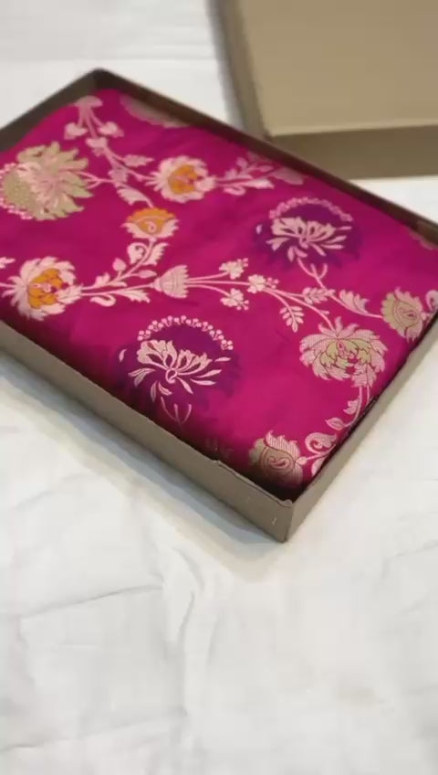 Rani pink pure banarasi katan silk sarees