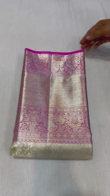 Silver with pink pure kanchipuram bridal silk sarees