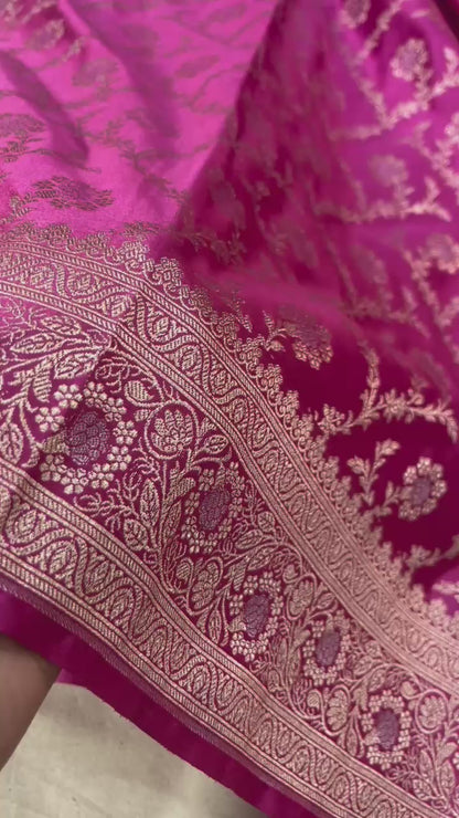 Rani pink pure banarasi mashru silk sarees