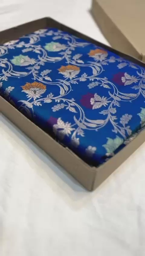 Blue pure banarasi katan silk sarees