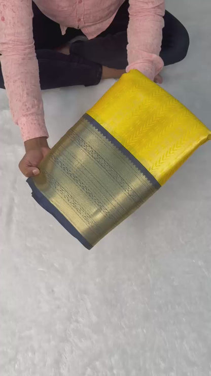 Yellow kanchipuram soft silk sarees