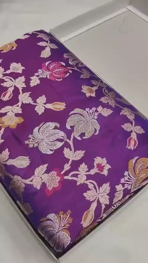 Dark purple pure banarasi katan silk sarees