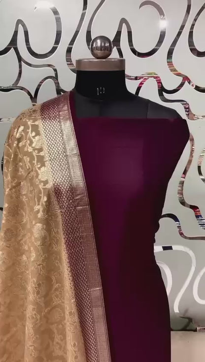 Banarasi plain silk dress materials